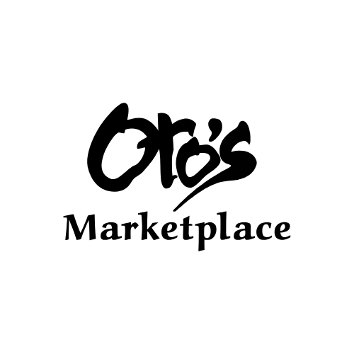Logo with the words Oros Marketplace in black text on a light gray background. Oros is written in a bold, stylized script, while Marketplace is in a traditional serif font.