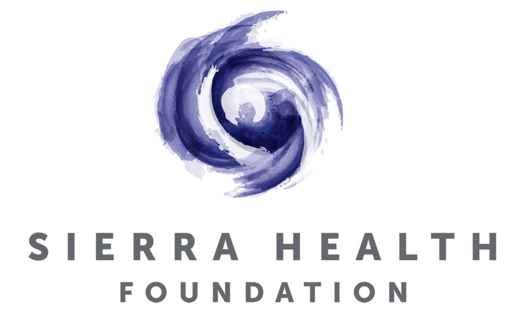 Sierra Health Foundation logo featuring a swirling, circular blue and white abstract design above the words SIERRA HEALTH FOUNDATION in bold, gray capital letters.