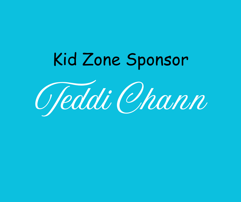 Light blue background with the words “Kid Zone Sponsor” in black and “Teddi Chann” in white script font, featured as part of the Ohana Walk fundraiser benefiting ACC Senior Services.